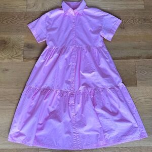 Pink Tiered Button Up Dress - Merci